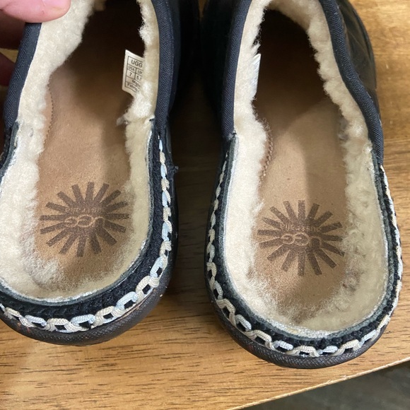 UGG Black Leather Bettey mules with Cream Trim - Picture 3 of 7